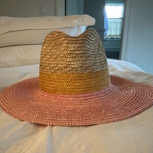 Wyeth pink orange natural straw hat